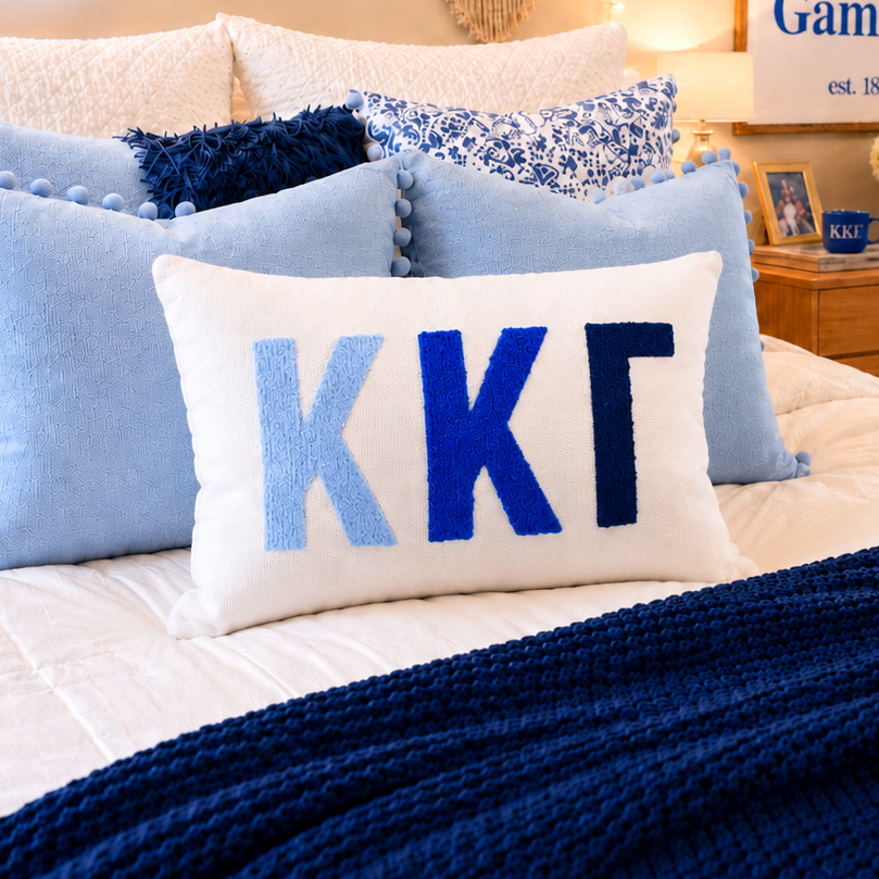 Kappa Kappa Gamma Pillow – Embroidered Plush Greek Letters Design