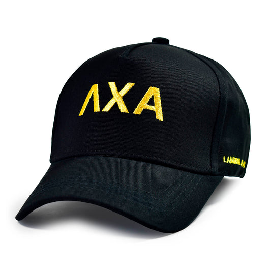 Lambda Chi Alpha Fraternity Baseball Cap- Brushed Cotton 5-Panel Black Hat