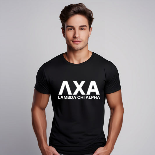 Lambda Chi Alpha Fraternity T-Shirt- Varsity Greek Letters Design