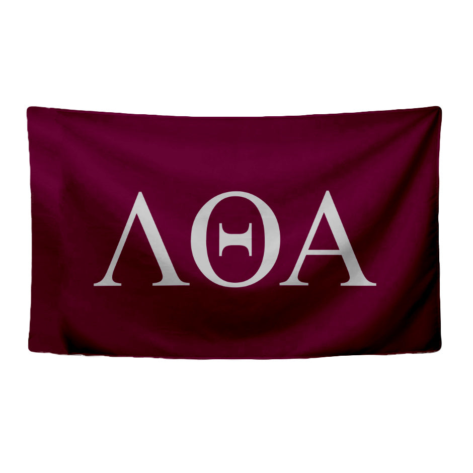 Lambda Theta Alpha Sorority Greek Letters Flag, Two-Color Design