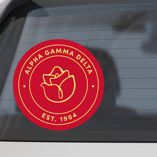 Alpha Gamma Delta Sorority Car Decal Sticker- Full Color Circle Logo