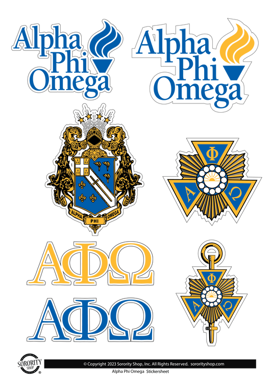 Alpha Phi Omega Fraternity Sticker Sheet- Brand Focus