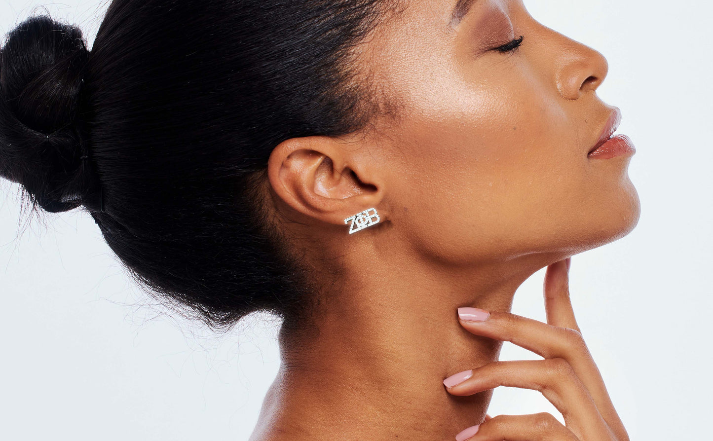 Delta Sigma Theta White Gold Plated Stud Earrings