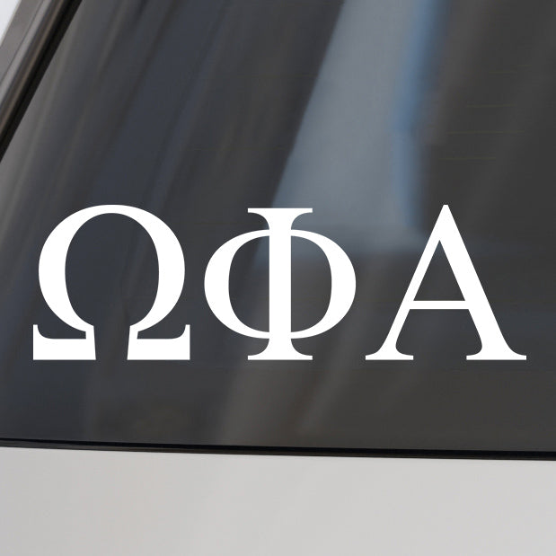 Omega Phi Alpha Car Decal Sticker- Greek Letters Design