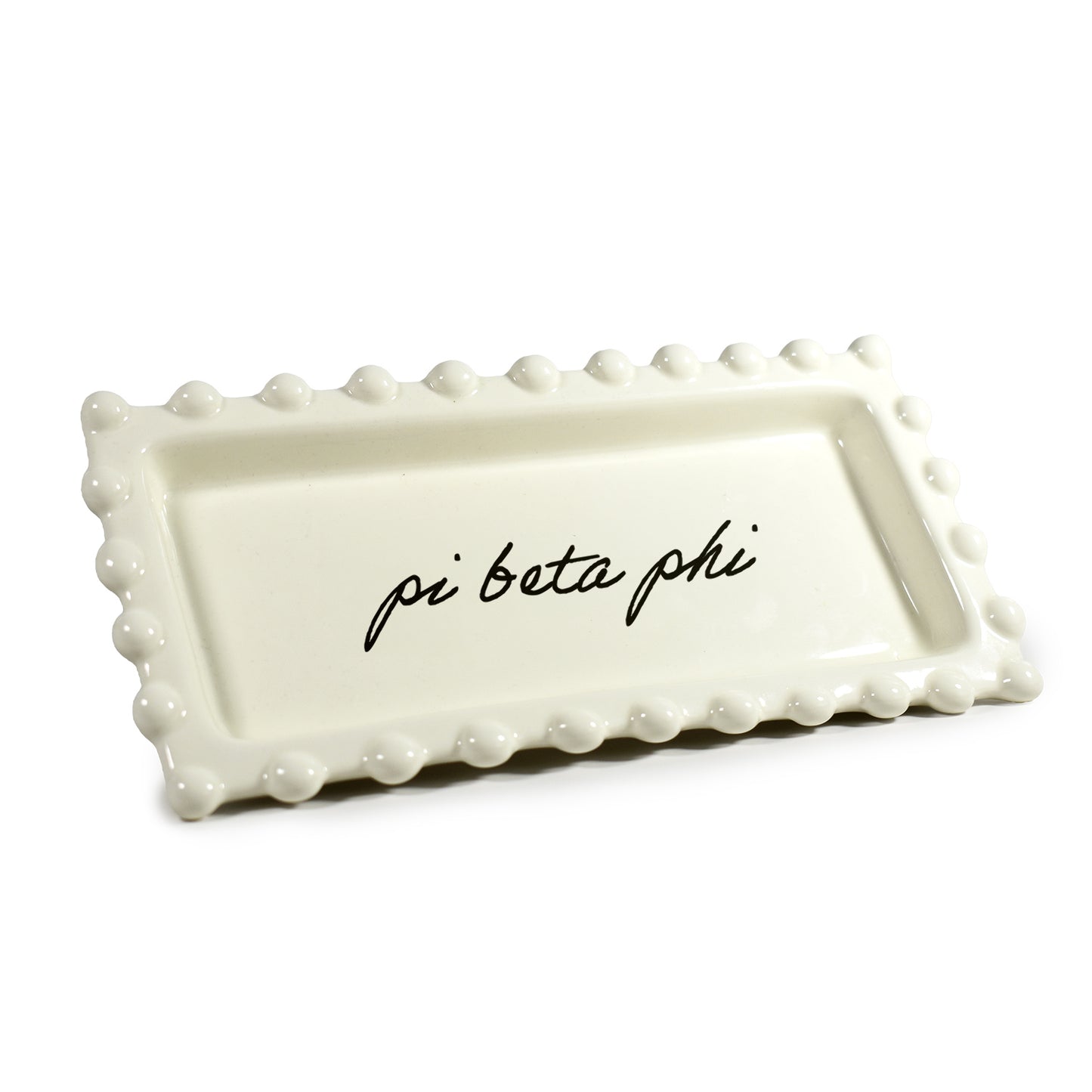 Pi Beta Phi Jewelry Dish - Rectangular Cursive Script Sorority Name