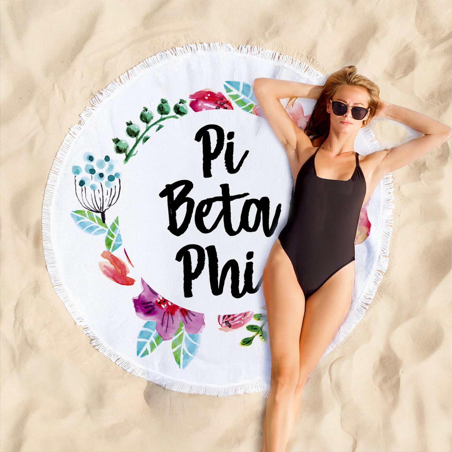 Pi Beta Phi Floral Fringe Towel Blanket