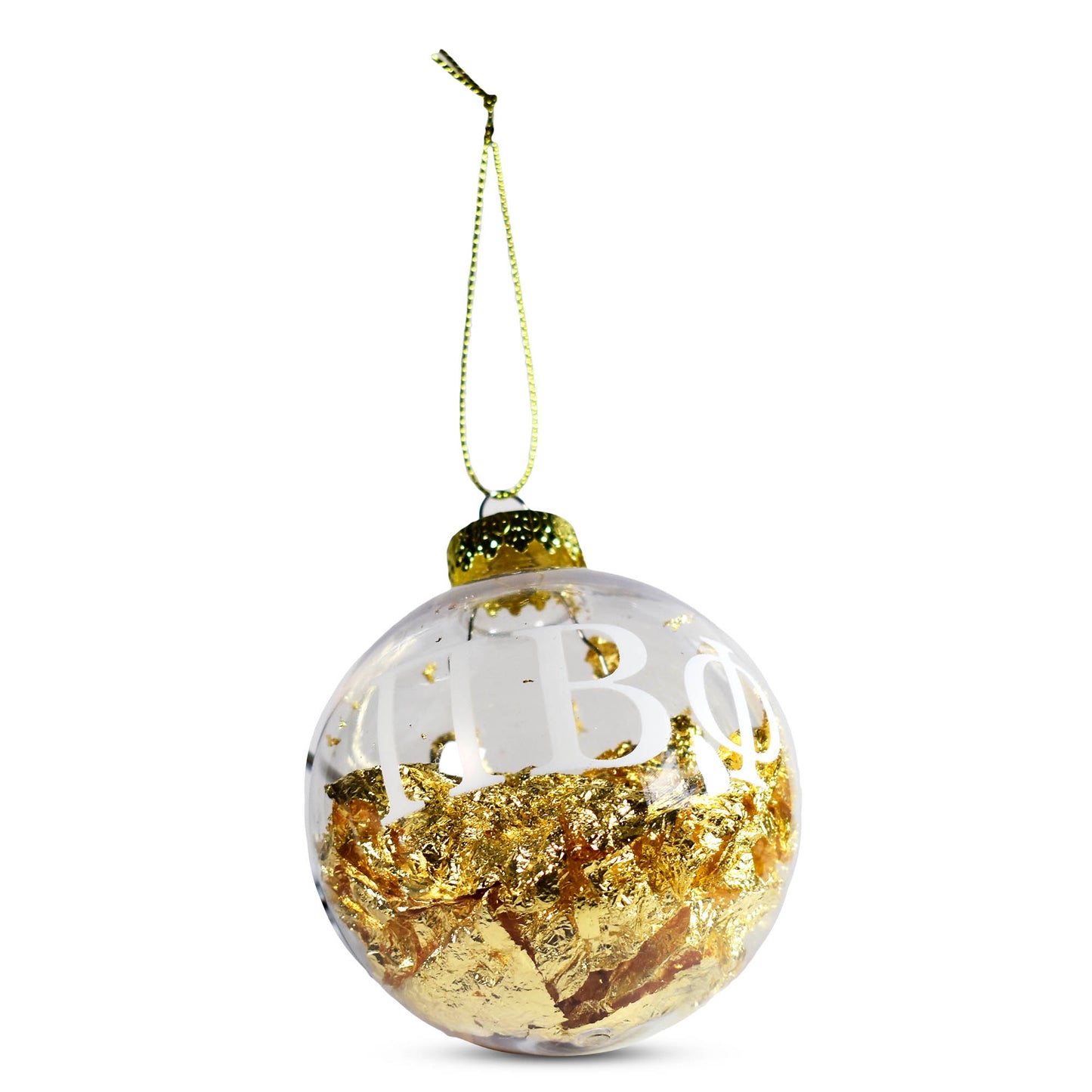 Pi Beta Phi Ornament - Clear Plastic Ball Ornament with Gold Foil