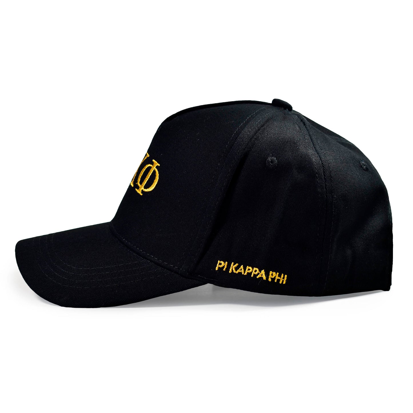 Pi Kappa Phi Fraternity Baseball Cap- Brushed Cotton 5-Panel Black Hat