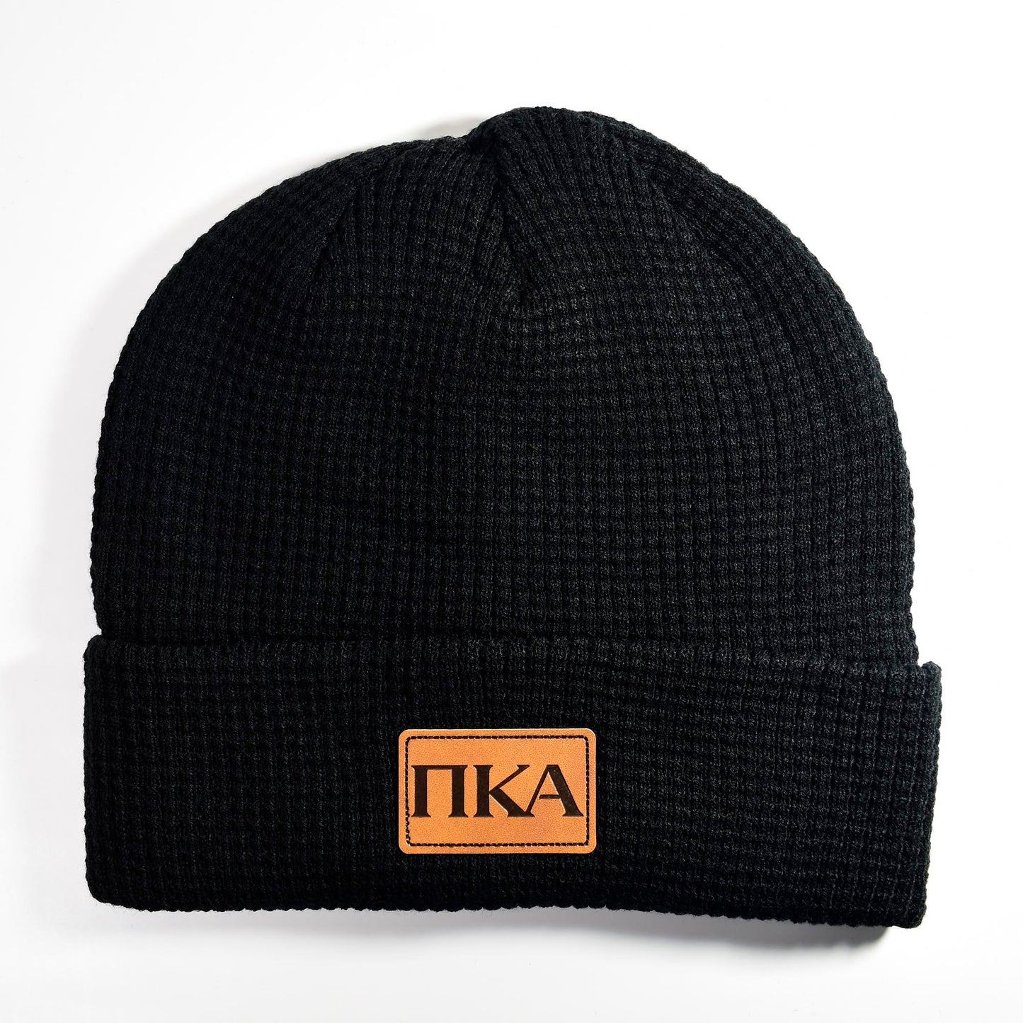 Pi Kappa Alpha Fraternity Beanie Hat - Black Winter Hat w/ Greek Letters Patch