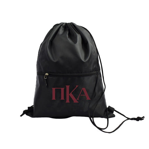 Pi Kappa Alpha Fraternity Drawstring Backpack, Black