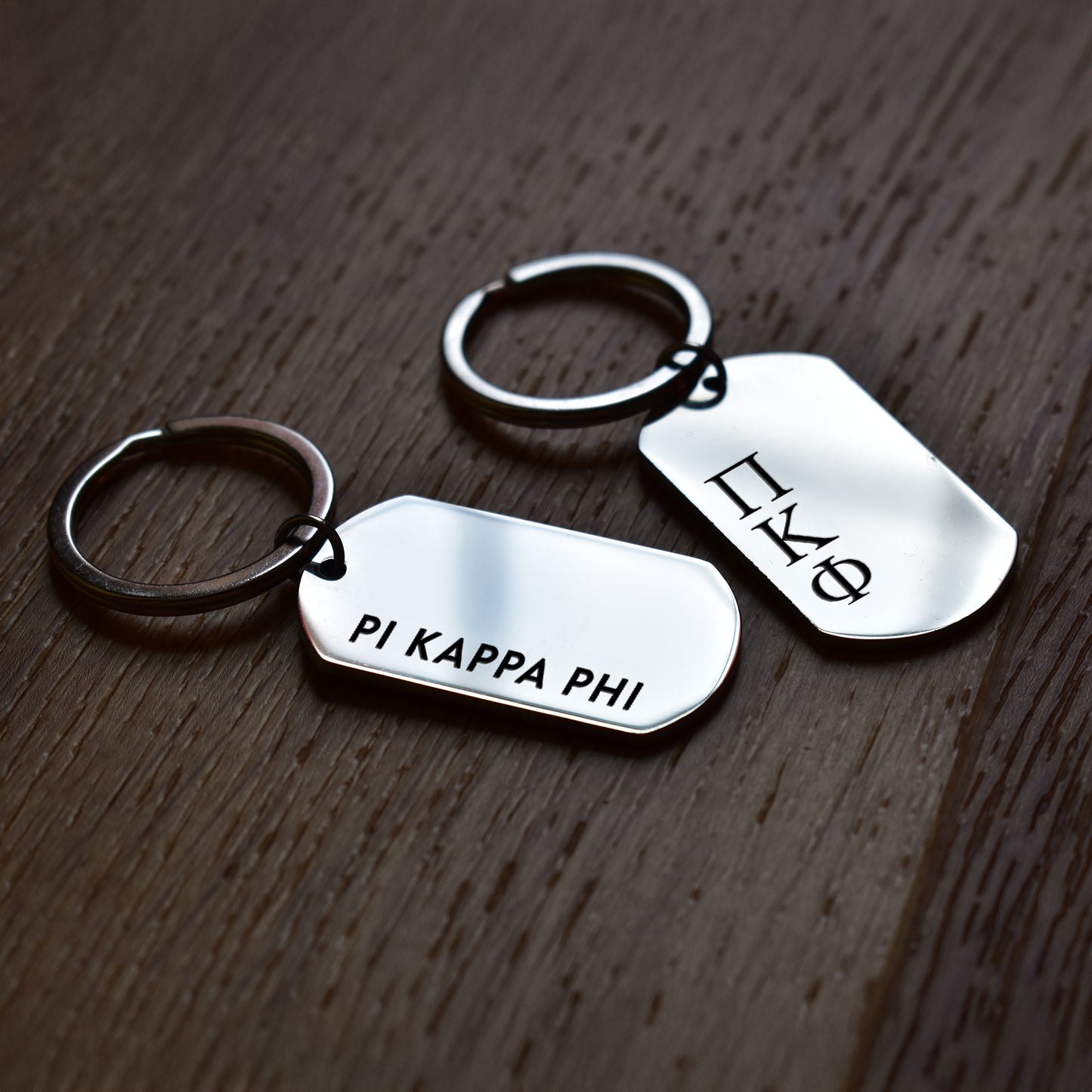 Pi Kappa Phi Fraternity Keychain- Stainless Steel Dog Tag Design