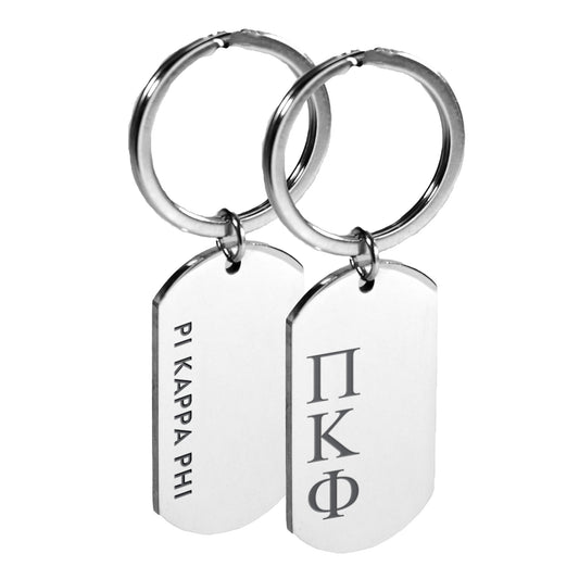 Pi Kappa Phi Fraternity Keychain- Stainless Steel Dog Tag Design
