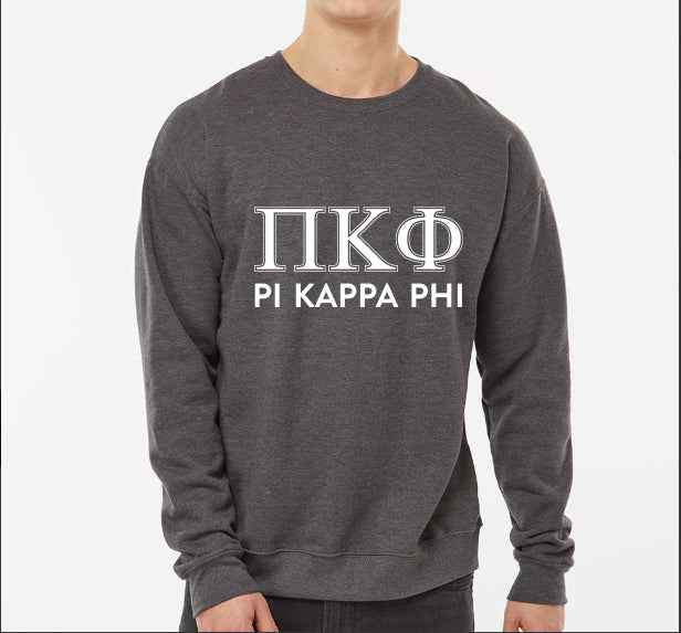 Pi Kappa Phi Sweatshirt- Crewneck Fraternity Varsity Letters Design