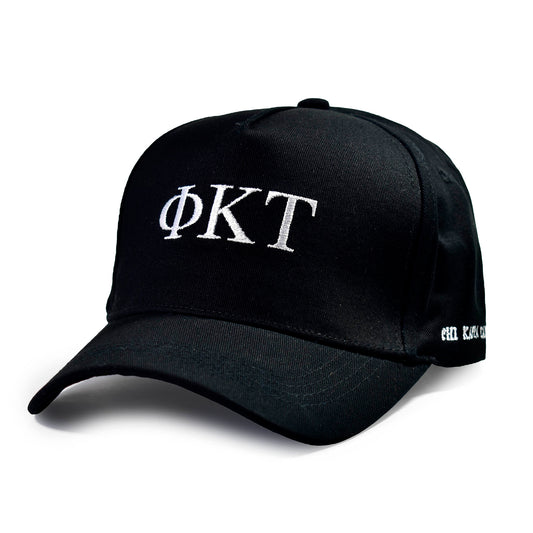 Phi Kappa Tau Fraternity Baseball Cap- Brushed Cotton 5-Panel Black Hat