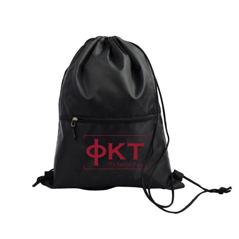 Phi Kappa Tau Fraternity Drawstring Backpack, Black