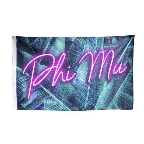 Phi Mu Neon Palm Flag