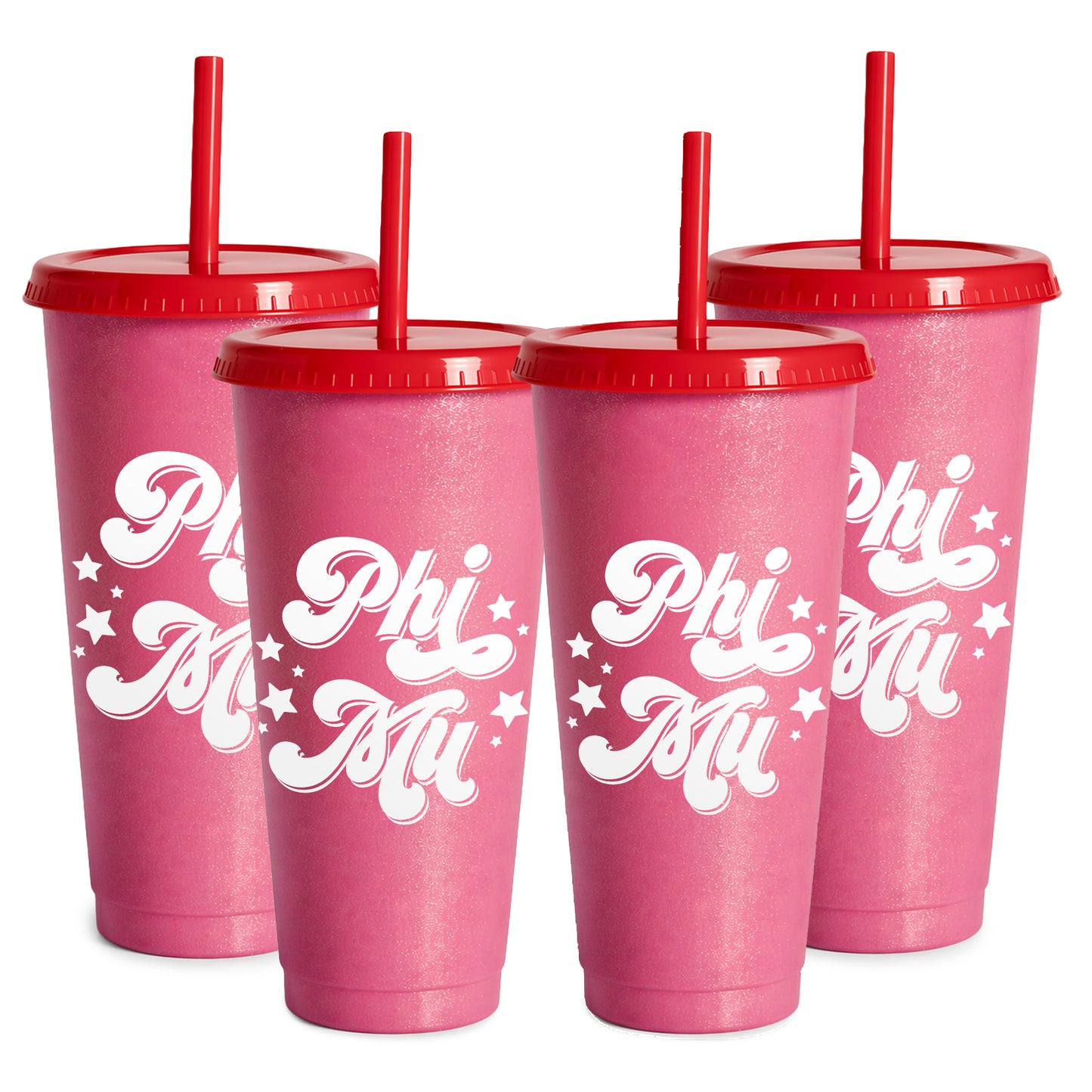 Phi Mu Glitter Color Changing Cup 4-Pack