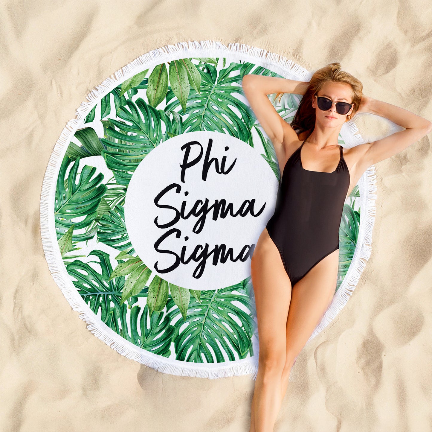 Phi Sigma Sigma Palm Leaf Fringe Towel Blanket