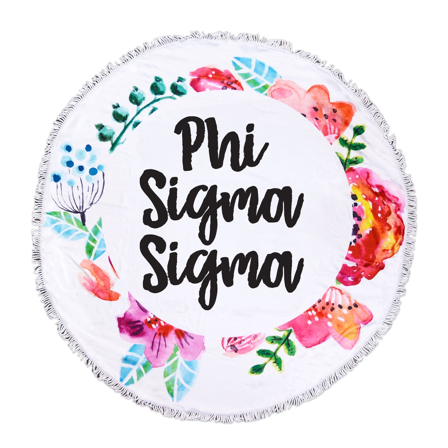 Phi Sigma Sigma Floral Fringe Towel Blanket
