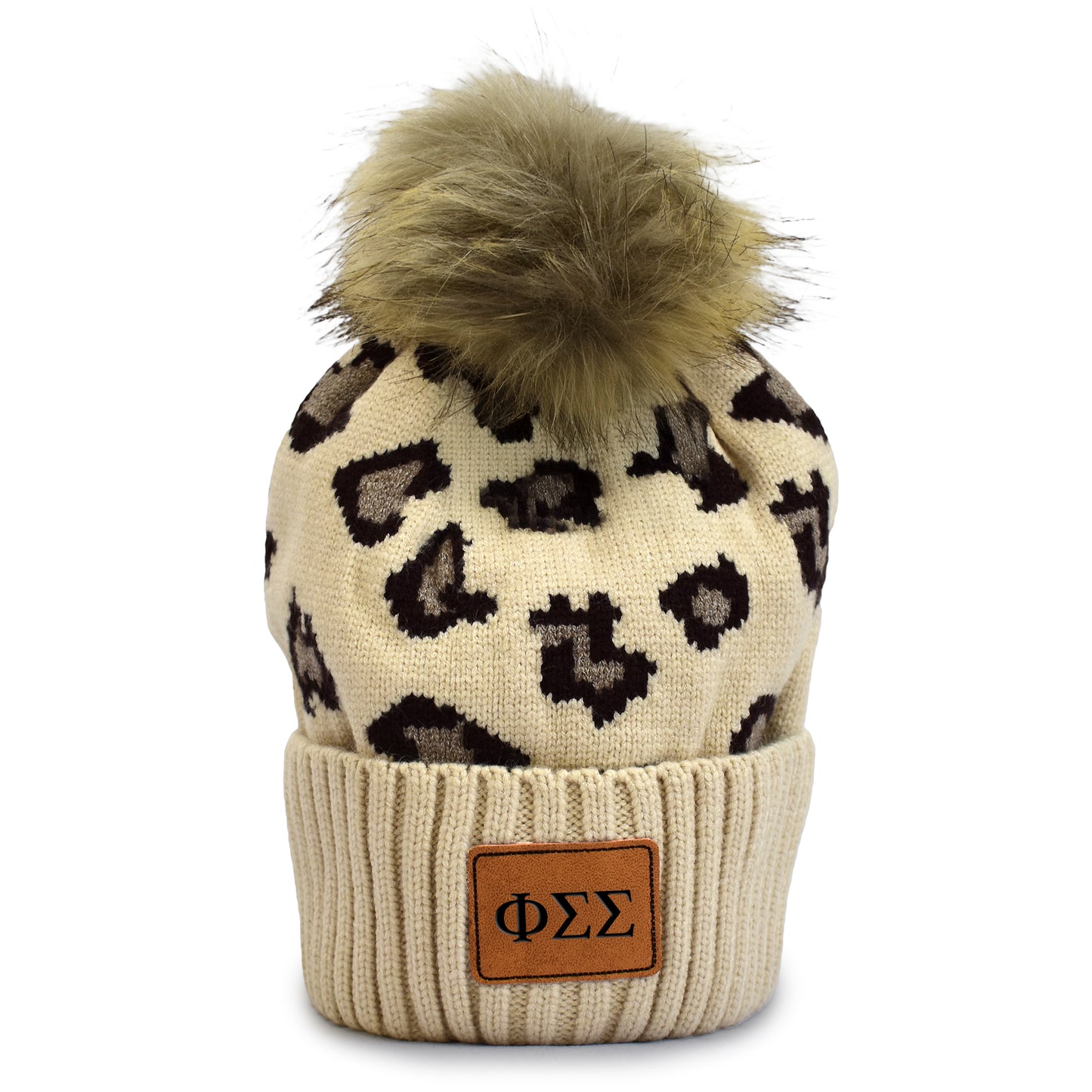Phi Sigma Sigma Leopard Design Beanie Hat