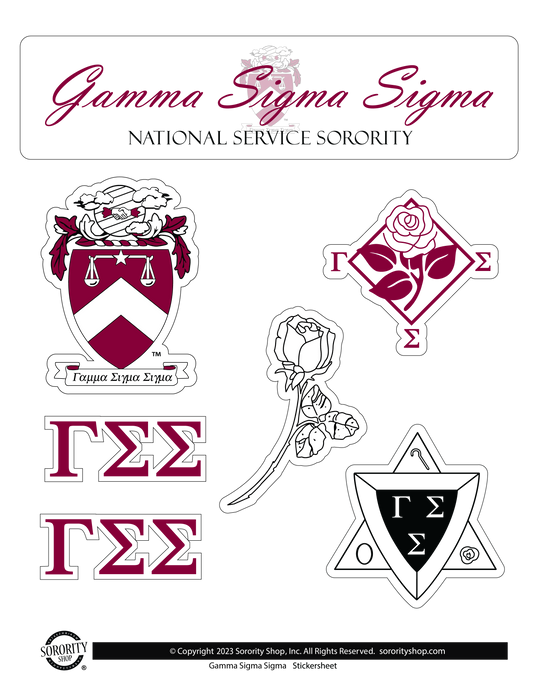 Gamma Sigma Sigma Sorority Sticker Sheet- Brand Focus