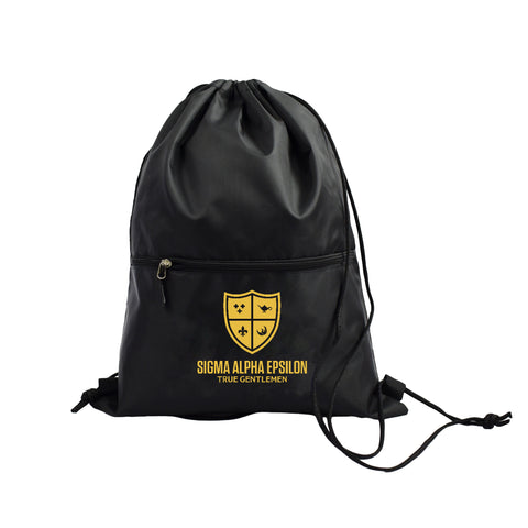 Sigma Alpha Epsilon Fraternity Drawstring Backpack, Black