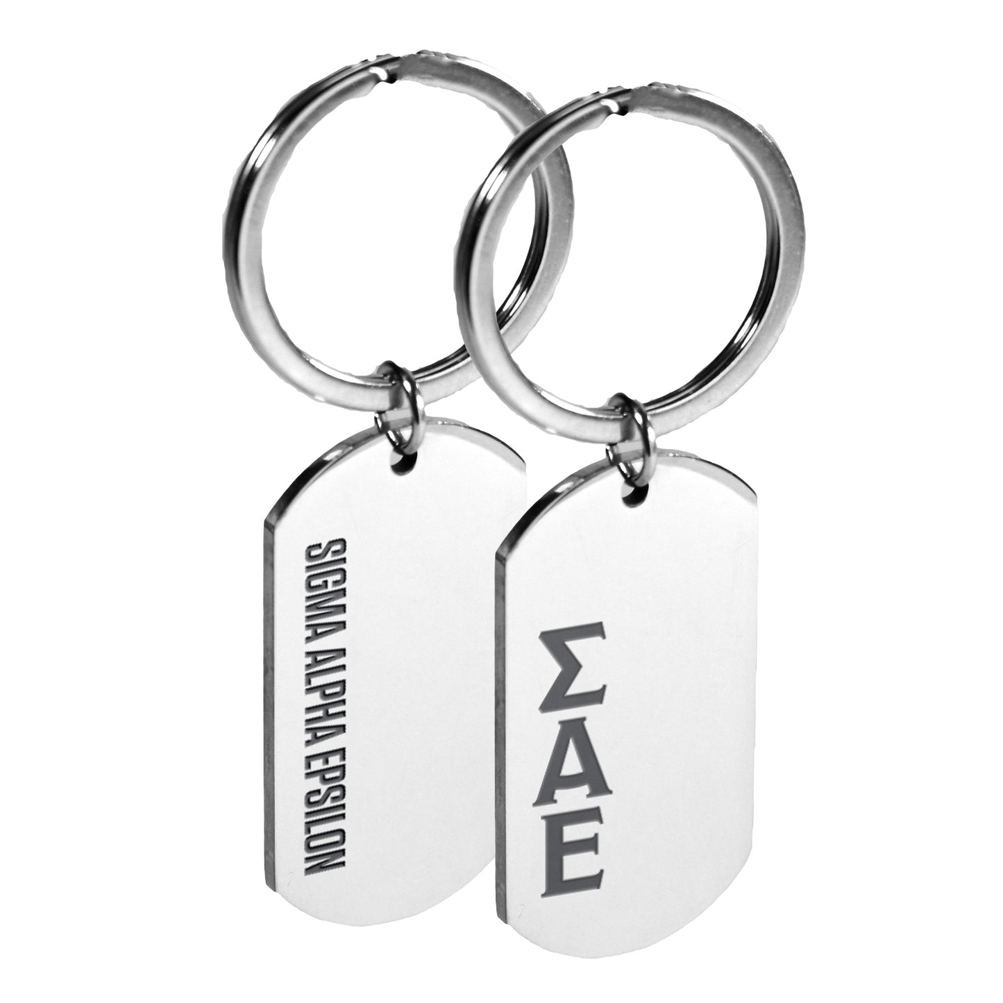 Sigma Alpha Epsilon Fraternity Keychain- Stainless Steel Dog Tag Design