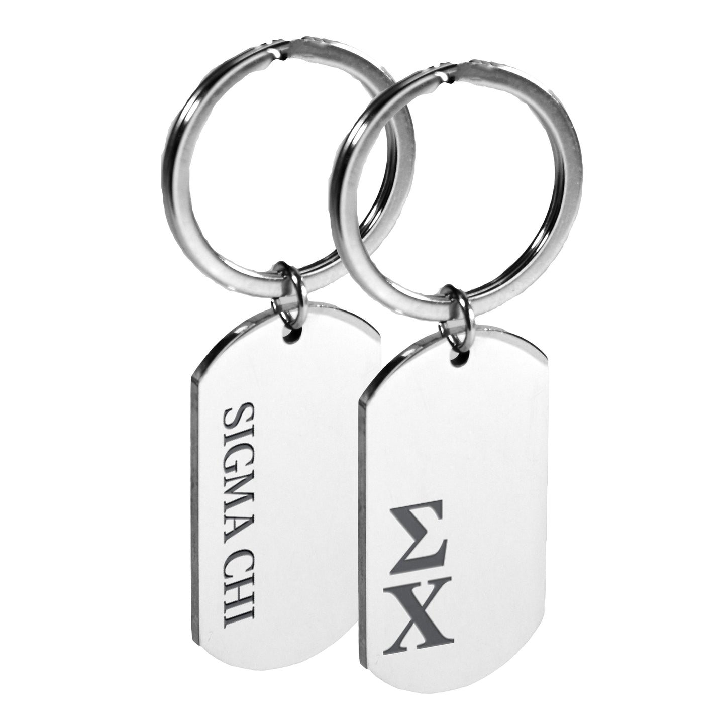 Sigma Chi Fraternity Keychain- Stainless Steel Dog Tag Design