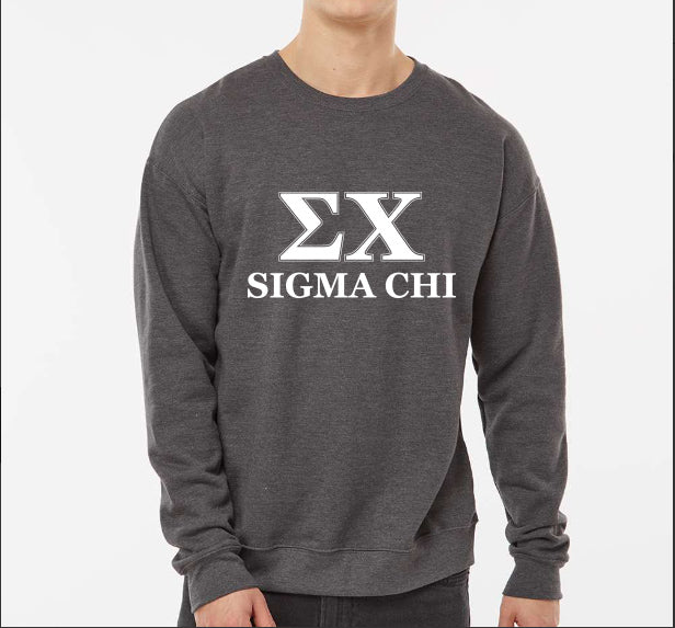 Sigma Chi Sweatshirt- Crewneck Fraternity Varsity Letters Design
