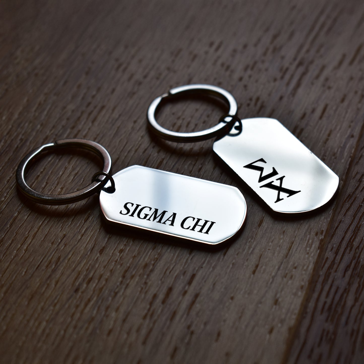 Sigma Chi Fraternity Keychain- Stainless Steel Dog Tag Design