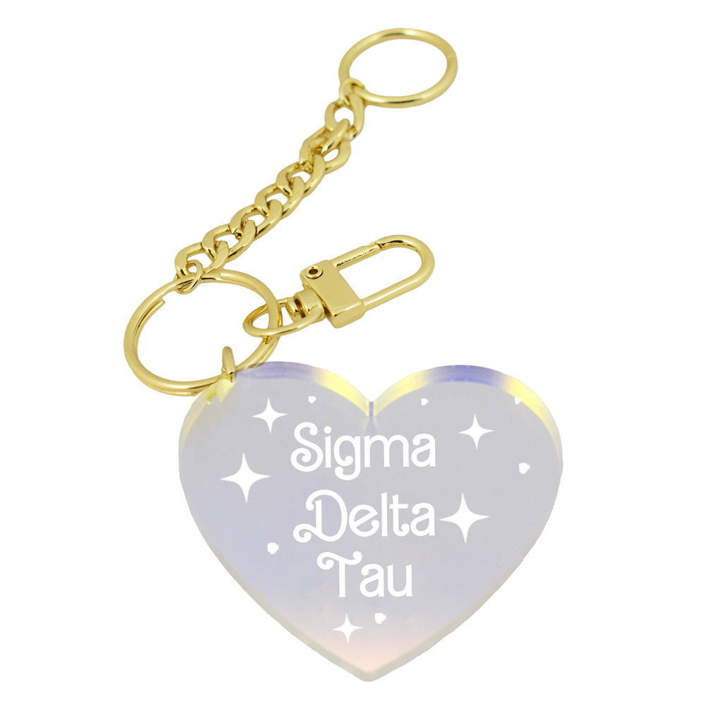 Sigma Delta Tau Keychain - Iridescent Heart Design