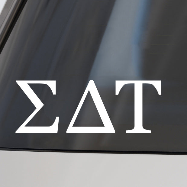 Sigma Delta Tau Car Decal Sticker- Greek Letters Design