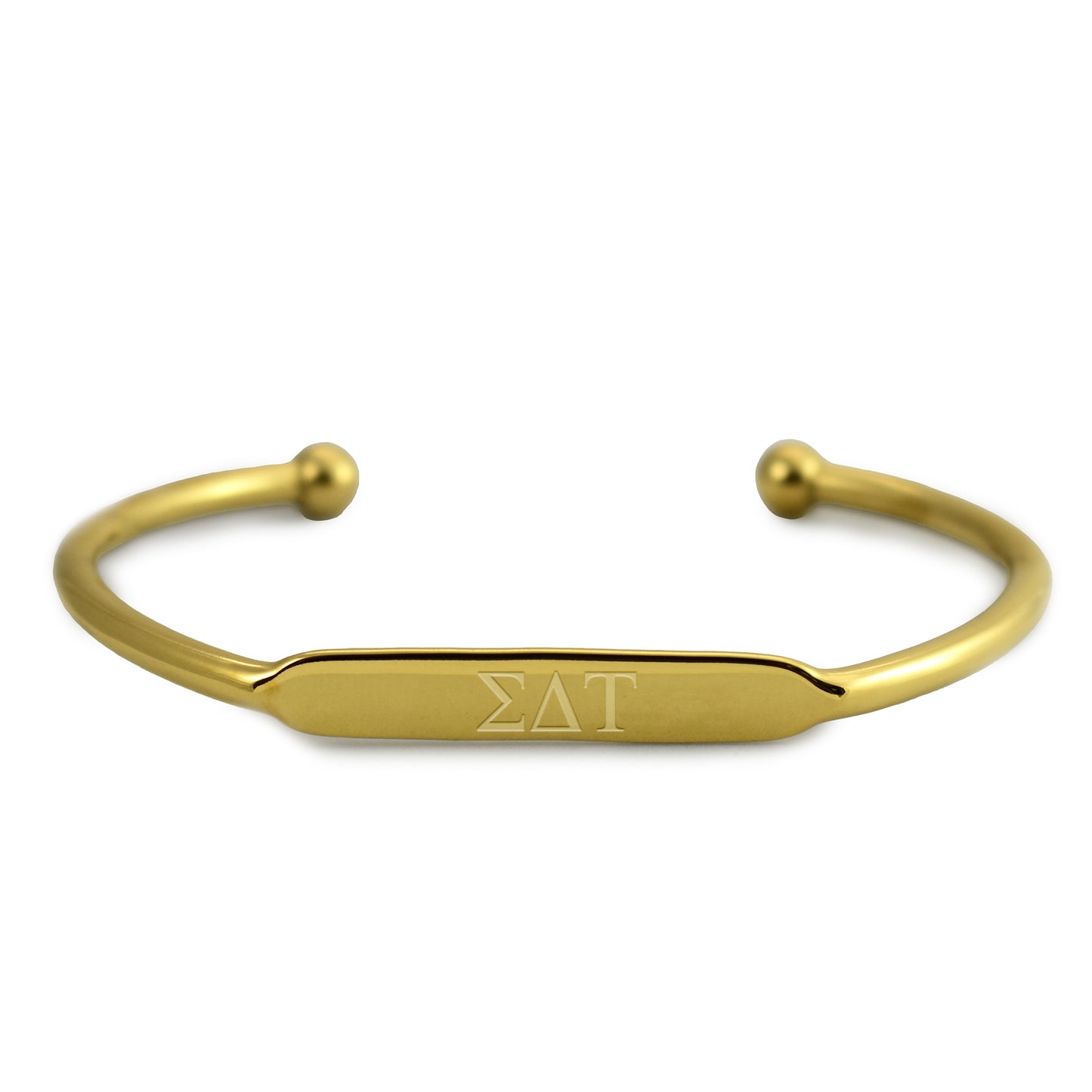 Sigma Delta Tau Bracelet- Gold-Plated Bangle with Greek Letters