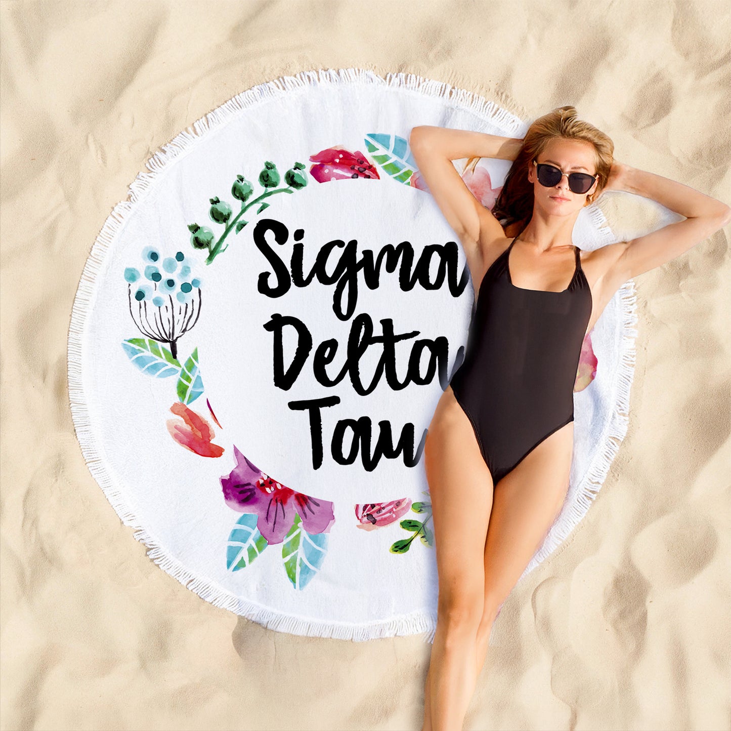 Sigma Delta Tau Floral Fringe Towel Blanket