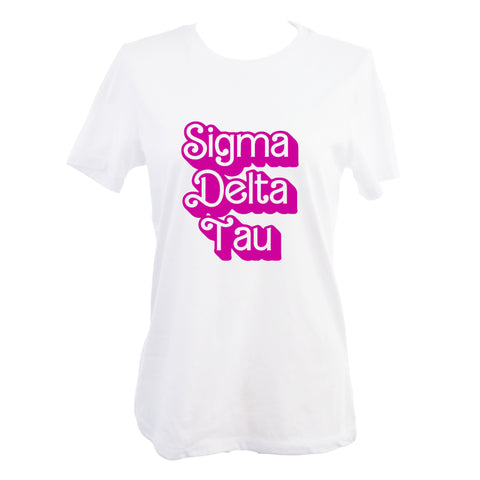 Sigma Delta Tau T-Shirt- Retro Dolly Sorority Name Design, Relaxed Fit