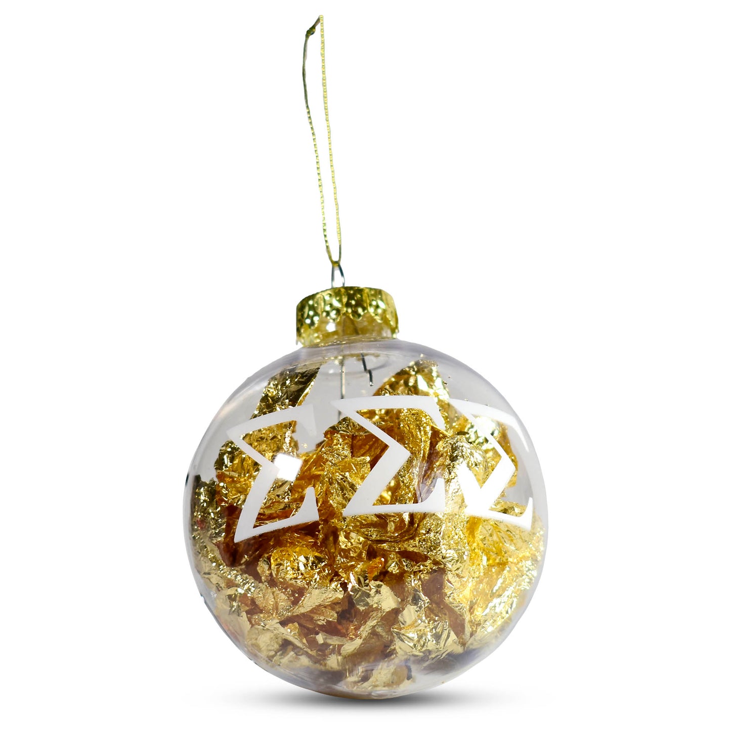 Sigma Sigma Sigma Ornament - Clear Plastic Ball Ornament with Gold Foil