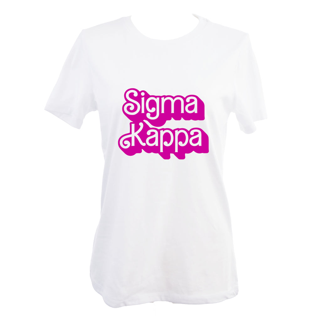 Sigma Kappa T-Shirt- Retro Dolly Sorority Name Design, Relaxed Fit