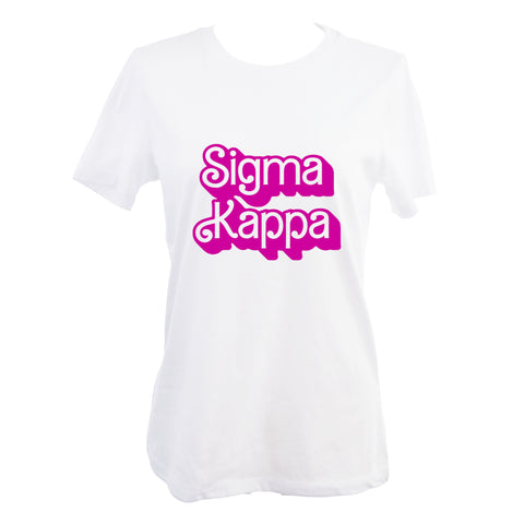 Sigma Kappa T-Shirt- Retro Dolly Sorority Name Design, Relaxed Fit