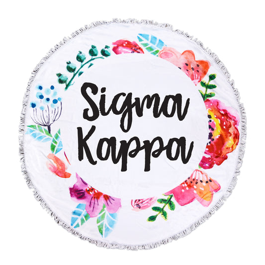 Sigma Kappa Floral Fringe Towel Blanket