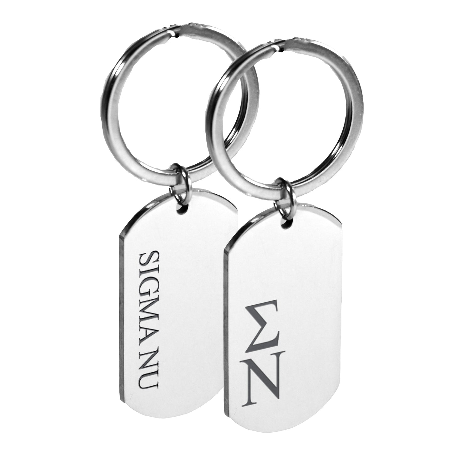 Sigma Nu Fraternity Keychain- Stainless Steel Dog Tag Design