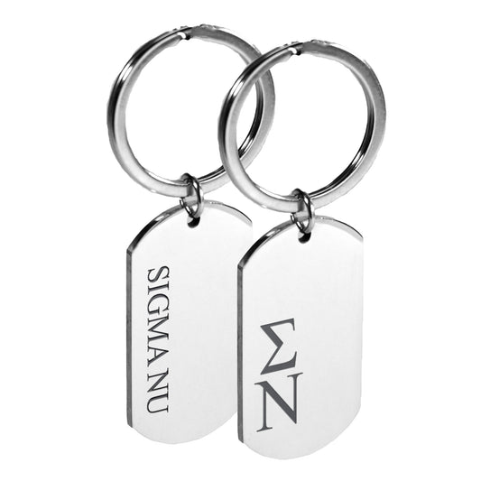 Sigma Nu Fraternity Keychain- Stainless Steel Dog Tag Design