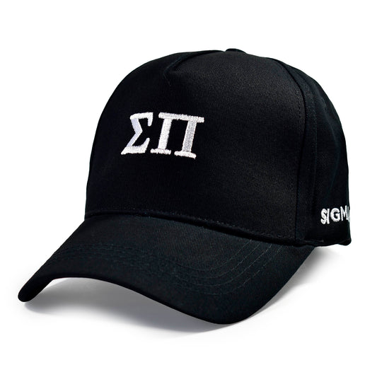 Sigma Pi Fraternity Baseball Cap- Brushed Cotton 5-Panel Black Hat