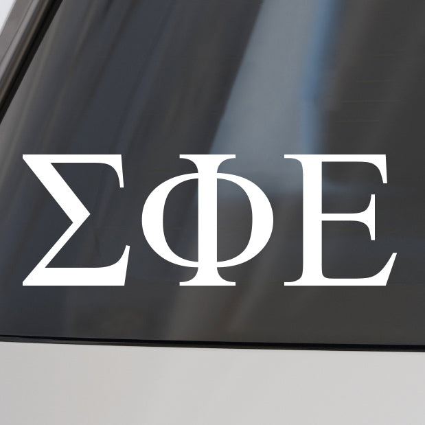 Sigma Phi Epsilon Fraternity Car Decal Sticker- Greek Letters Design