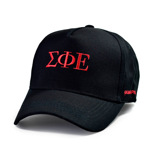 Sigma Phi Epsilon Fraternity Baseball Cap- Brushed Cotton 5-Panel Black Hat