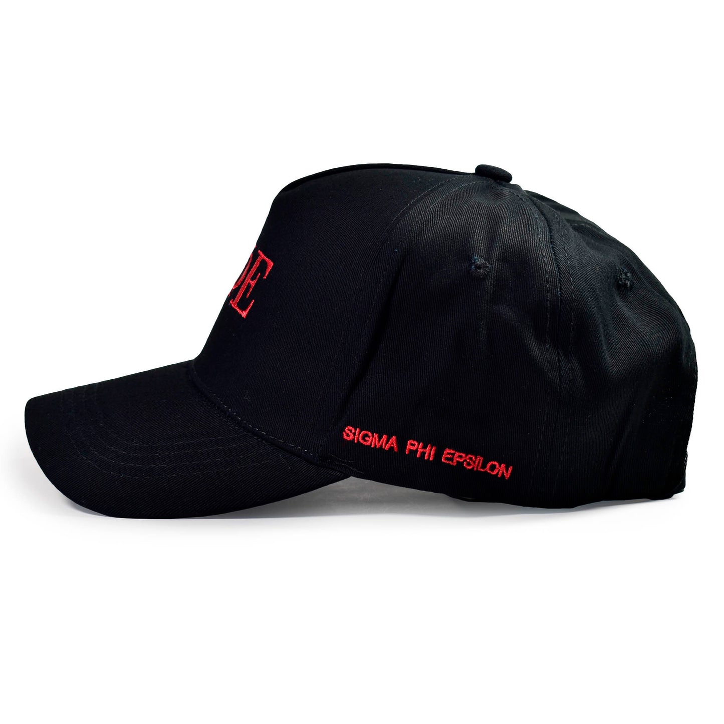 Sigma Phi Epsilon Fraternity Baseball Cap- Brushed Cotton 5-Panel Black Hat