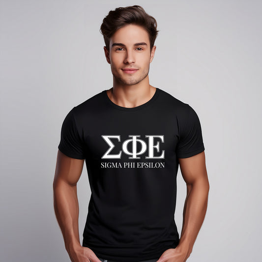 Sigma Phi Epsilon Fraternity T-Shirt- Varsity Greek Letters Design