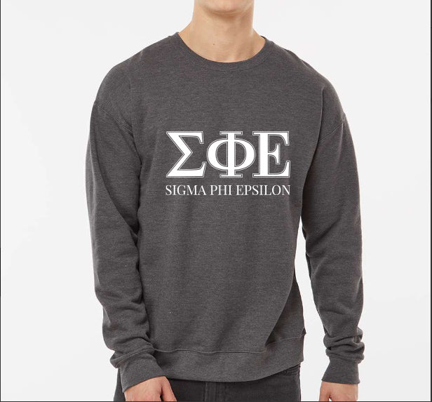 Sigma Phi Epsilon Sweatshirt- Crewneck Fraternity Varsity Letters Design
