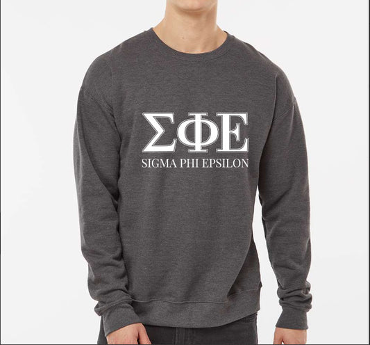 Sigma Phi Epsilon Sweatshirt- Crewneck Fraternity Varsity Letters Design