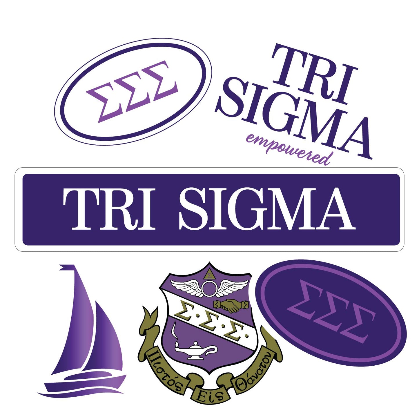Tri Sigma Sorority Sticker Sheet- Brand Focus