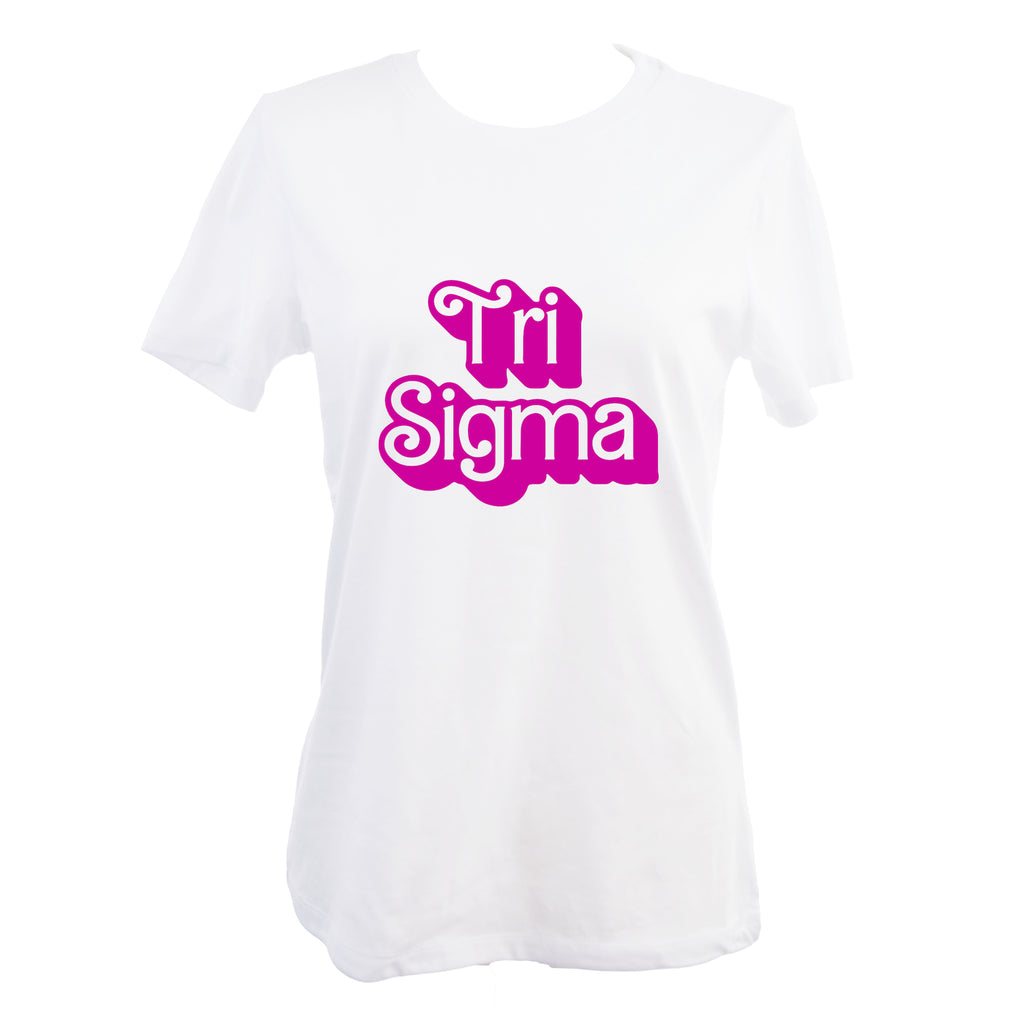 Tri Sigma T-Shirt- Retro Dolly Sorority Name Design, Relaxed Fit